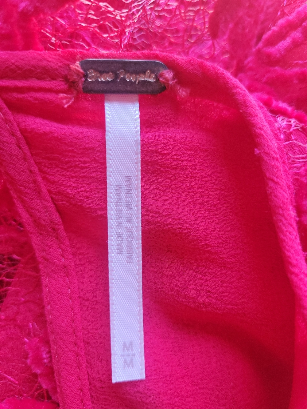 ​Free People Le Fleur Red Lace Babydoll Swing Mini Dress Festival Romatic Medium - Picture 11 of 12
